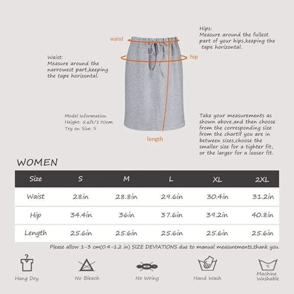 Wenseny Women's S Grey Knee Length Pencil Skirts Elastic Midi Bodycon Solid